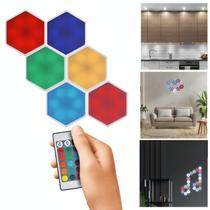 Kit 3 Luminárias Hexagonal De Toque Led Spot Sem Fio Controle Remoto