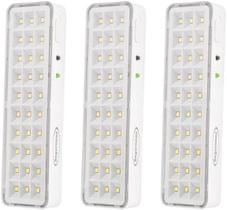 Kit 3 Luminárias Iluminação de Emergência 30 LEDS Slim