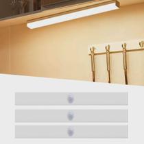 KIT 3 Luminárias Led 5W Barra 50Cm USB Sensor De Presença Luz Auxiliar (Branco Quente) Para Closets Armários Q-2425-2