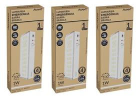 Kit 3 Luminárias Led Luz De Emergência Barra 1w 6000k Avant