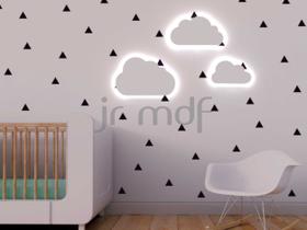 Kit 3 Luminárias Led Nuvens Decoração Quarto Infantil - J & R Personalização em MDF