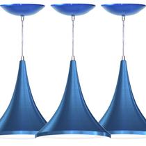 Kit 3 Luminarias Pendente Colibri - Azul Metálico / Branco