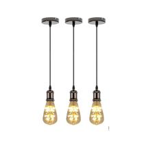 Kit 3 Luminárias Pendente Soquete Lâmpada Led Vintage Pêra