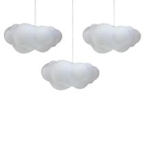 Kit 3 Luminárias Pendente Teto Nuvem Fluffy Branca Decoração Quarto Bebê