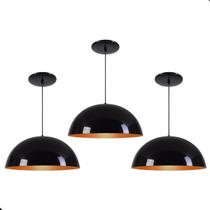 Kit 3 Luminárias Pendentes Meia Lua 30cm Preto/Cobre 110/220v Kit 3 Luminárias Pendentes Meia Lua 30cm Preto/Cobre 110/220v