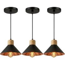 Kit 3 Luminárias Pendentes Modernas de Teto para Sala Cozinha e Bancada