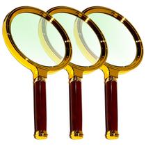 Kit 3 Lupa Luxo Dourada Lente Aumento 8x Zoom 100mm T/ Mogno