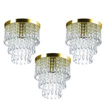 Kit 3 Lustre De Cristal Acrilico Manucrillic Dourado.