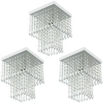 Kit 3 Lustre De Cristal Acrilico Marrycrilic Branco