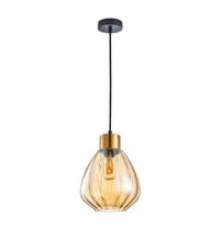 Kit 3 Lustre Pendente Bola Em Vidro Âmbar Moderno + Lâmpada