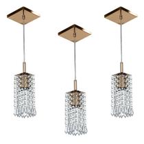 Kit 3 Lustre Pendente Clearcrillic Cristal De Acrílico Cobre Kit 3 Lustre Pendente Clearcrillic Cristal De Acrílico Cobre