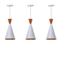 Kit 3 Lustre Pendente Cone Canadá Sala Cozinha Churrasqueira