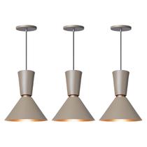 Kit 3 Lustre Pendente Cone Rio em Alumínio Fendi