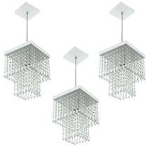 Kit 3 Lustre Pendente De Cristal Acrílico Marrycriic Branco