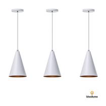 Kit 3 Lustre Pendente Interno Balcão Cone P Kit 3 Lustre Pendente Interno Balcão Cone P