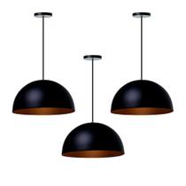 Kit 3 Lustre Pendente Interno Balcão Jantar Meia Lua 40 Cm