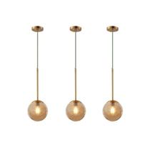 Kit 3 Lustre pendente jabuticaba globo cor cobre/ambar INL88 Kit 3 Lustre pendente jabuticaba globo cor cobre/ambar INL88