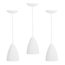 Kit 3 Lustre Pendente LowCost Cone Vegas Alumínio Branco