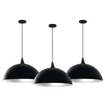 Kit 3 Lustre Pendente Meia Lua 40 Cm Com Chapéu Preto Branco Kit 3 Lustre Pendente Meia Lua 40 Cm Com Chapéu Preto Branco