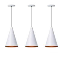 Kit 3 Lustre Pendentes Interno Cone M Alumínio Decorações