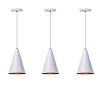 Kit 3 Lustre Pendentes Interno Cone P Alumínio Decorações