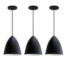 Kit 3 Lustre Pendentes Vegas Preto Com Branco R.R.J.V Kit 3 Lustre Pendentes Vegas Preto Com Branco R.R.J.V