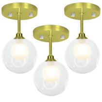 Kit 3 Lustre Plafon Harmony Dourado 23x14 cm Kit 3 Lustre Plafon Harmony Dourado 23x14 cm