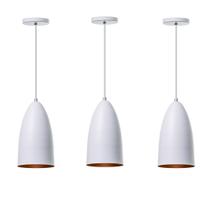 Kit 3 Lustre Sala Estar Pendente Interno Bala M Aluminio