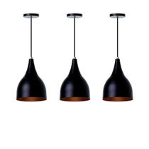Kit 3 Lustre Sala Estar Pendente Interno Gota