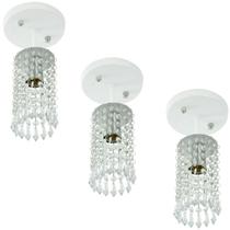 Kit 3 Lustres Clearcrillic Cristal Acrílico Redondo Branco Kit 3 Lustres Clearcrillic Cristal Acrílico Redondo Branco