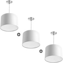 Kit 3 Lustres Cupula Pendente Dome 30x20cm Branco