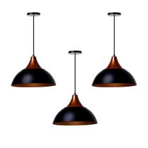 Kit 3 Lustres Pendente Interno Panamá Alumínio Decoração