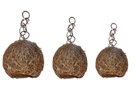 Kit 3 lustres pendentes artesanal em cipó de samambaia para decoração de ambientes tamanhos 23,28 e 28cm de diametro, modelo ninho de pássarinho
