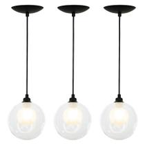 kit 3 Lustres Pendentes Harmony Bolinha Preto
