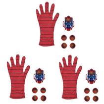 Kit 3 Luva Brinquedo Lança Disco Com Som E Luz Homem Aranha