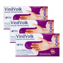 Kit 3 Luva de Vinil para Procedimentos VinilVolk Descartável Não Estéril Sem Amido Tamanho 8 (M) com 100 Unidades Kit 3 Luva de Vinil para Procedimentos VinilVolk Descartável Não Estéril Sem Amido Tamanho 8 (M) com 100 Unidades