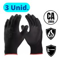 Kit 3 Luva Epi Antiestatica Segurança Trabalho Multitato Ca Proteção Emborrachado Antiderrapante Pu