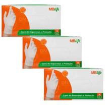 Kit 3 Luva Látex Com Pó Uso Geral Média 100Un MBlife - Medix