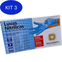 Kit 3 Luva Nitrilica P 100Un - Descarpack