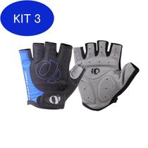 Kit 3 Luva Para Ciclista Bike Bicicleta Com Gel Azul G