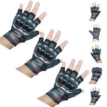 Kit 3 Luvas Esportivas Meio Dedo Para Bike Moto Trilha Pegada Firme e Proteção na Palma