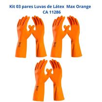 Kit 3 Luvas Látex Laranja Limpeza Reforçada Forrada Max Orange DA208 Danny CA 11286 Kit 3 Luvas Látex Laranja Limpeza Reforçada Forrada Max Orange DA208 Danny CA 11286