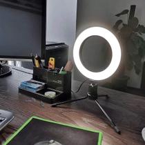 Kit 3 luz ring light iluminador led de mesa 6 polegas 16 cm tripe ajustavel profissional