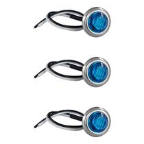 Kit 3 Luzes De Cortesia com Moldura em Inox Led Azul 12v