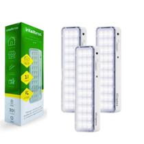 Kit 3 Luzes de Emergência Luminária 30 Led 1w Bivolt Lítio Intelbras Lea 31
