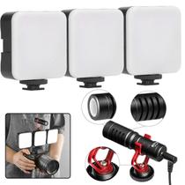 Kit 3 Luzes Led Compacto 5600k + Microfone Boya Bymm1 Para Foto E Vídeo