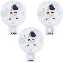 Kit 3 Luzes Noturnas Abajurzinhos Led Astro Astronauta Lua 1w Amarela Avant