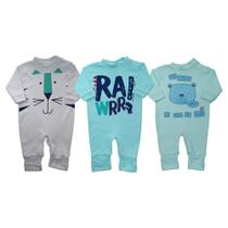 Kit 3 Macacão Bebê Suedine Taylor Estampado Menino e Menina Kit 3 Macacão Bebê Suedine Taylor Estampado Menino e Menina