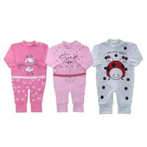 Kit 3 Macacão Bebê Suedine Taylor Estampado Menino e Menina Kit 3 Macacão Bebê Suedine Taylor Estampado Menino e Menina