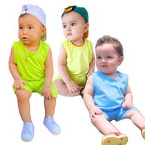 KIT 3 Macacão Curto Roupa Bebê Romper Infantil Recém Nascido